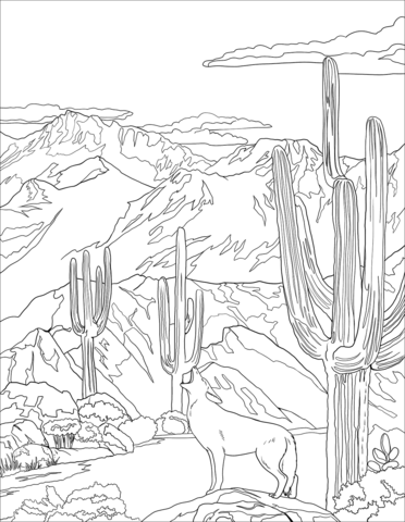 Coyote Howling Coloring Page